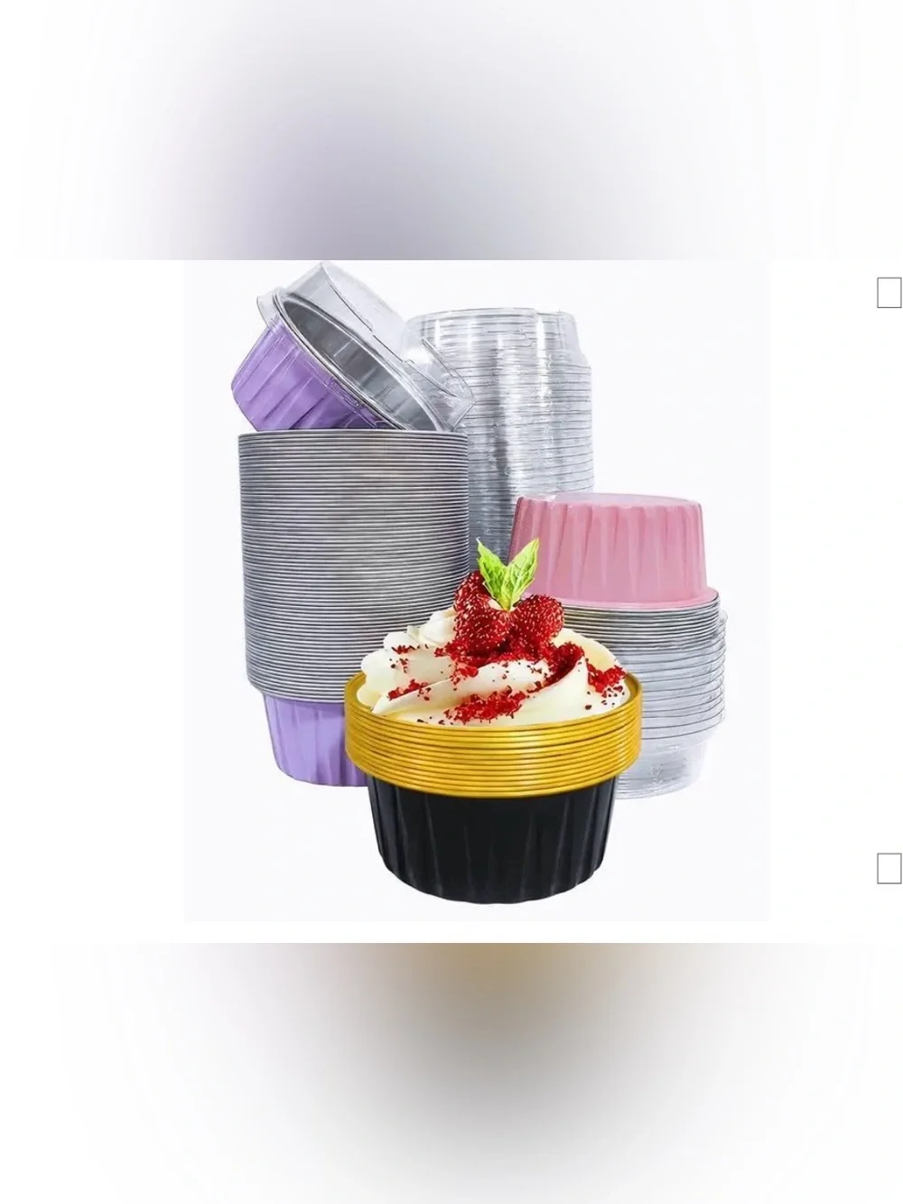 Baking Cups with Lids 5oz Aluminum Foil Liners Mini Cups -2- 50Pcs.Pink,Red,Blue
